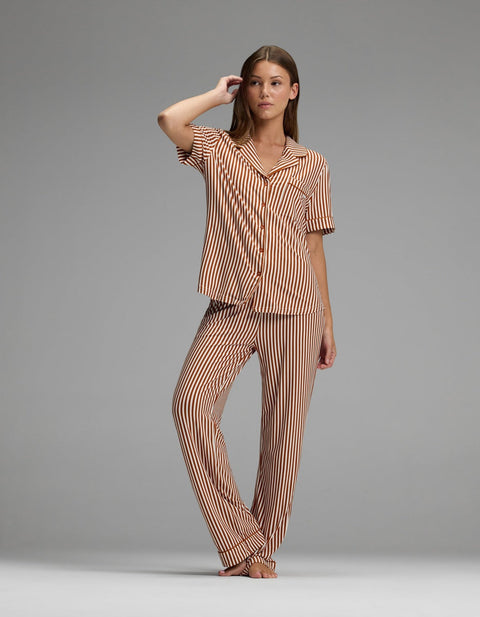 Women's Bamboo Stretch-Knit Short Sleeve & Pant Pajama Set