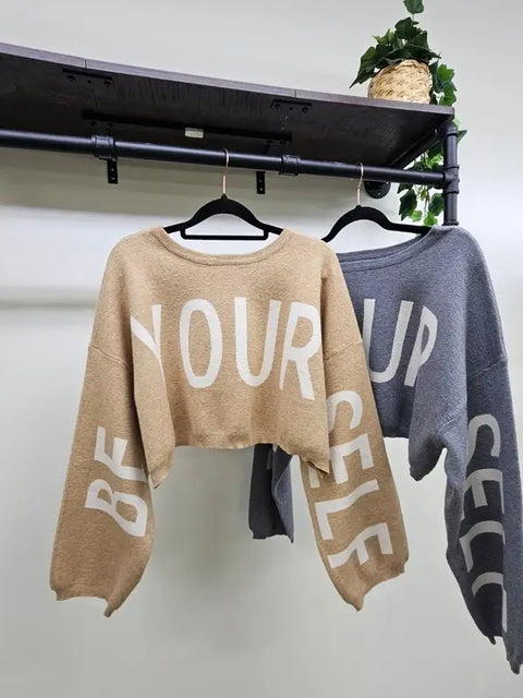 Be Your Self Sweater Crop Top H.GRAY