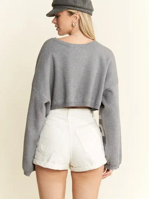 Be Your Self Sweater Crop Top H.GRAY