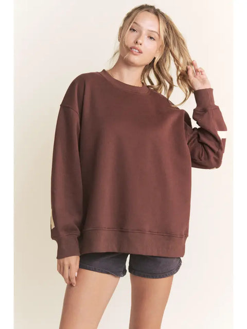 Be Yourself Love Yourself Printed Oversized Sweatshirt Brown