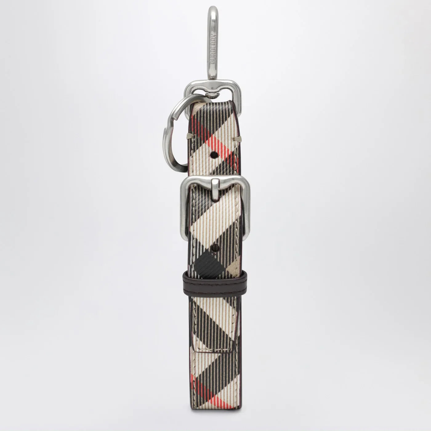Beige Coated Canvas Key Ring with Leather Interior for Everyday Use