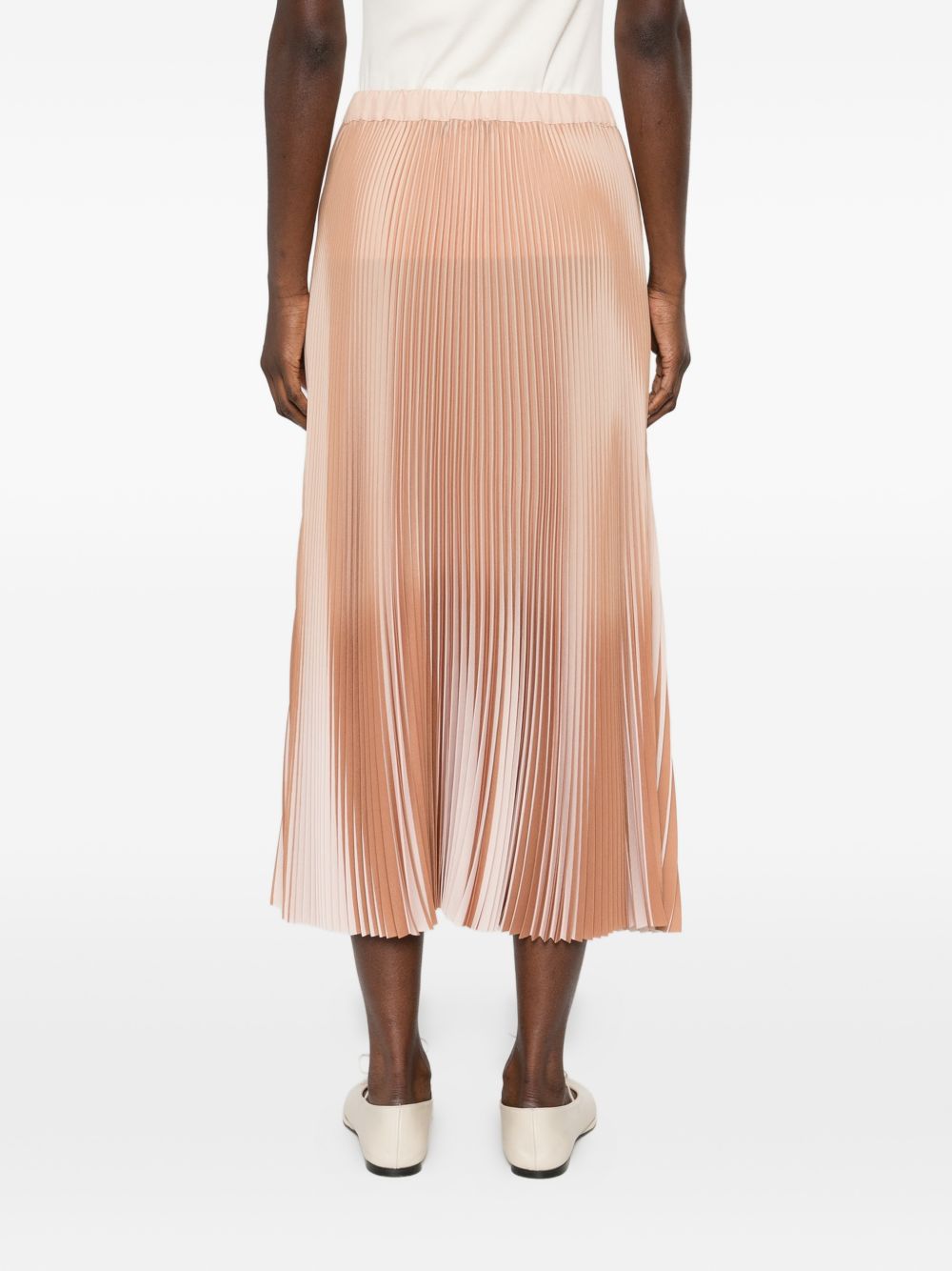 Beige Pleated Skirt with Elastic Waistband for Comfort and Breathability