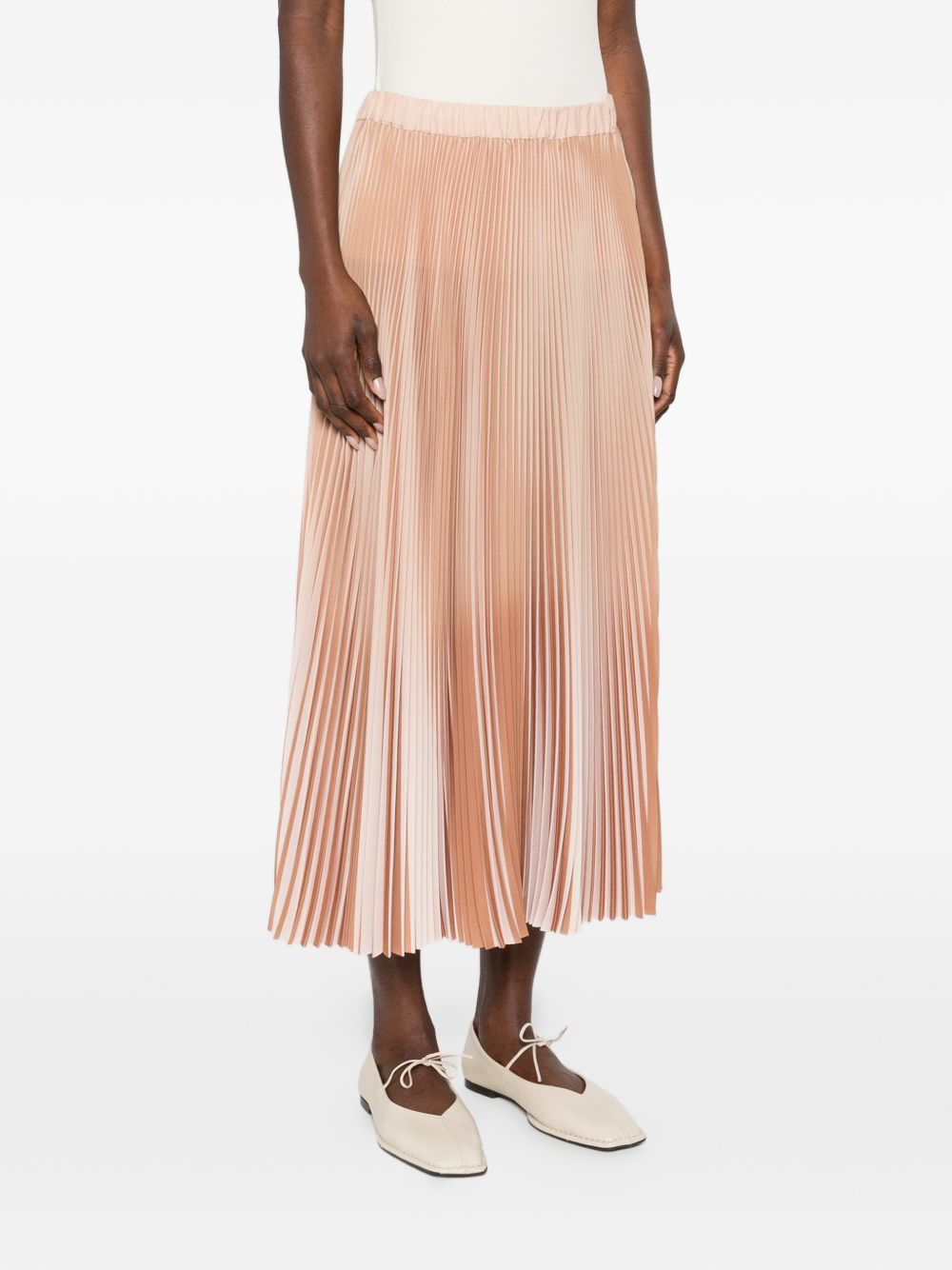 Beige Pleated Skirt with Elastic Waistband for Comfort and Breathability