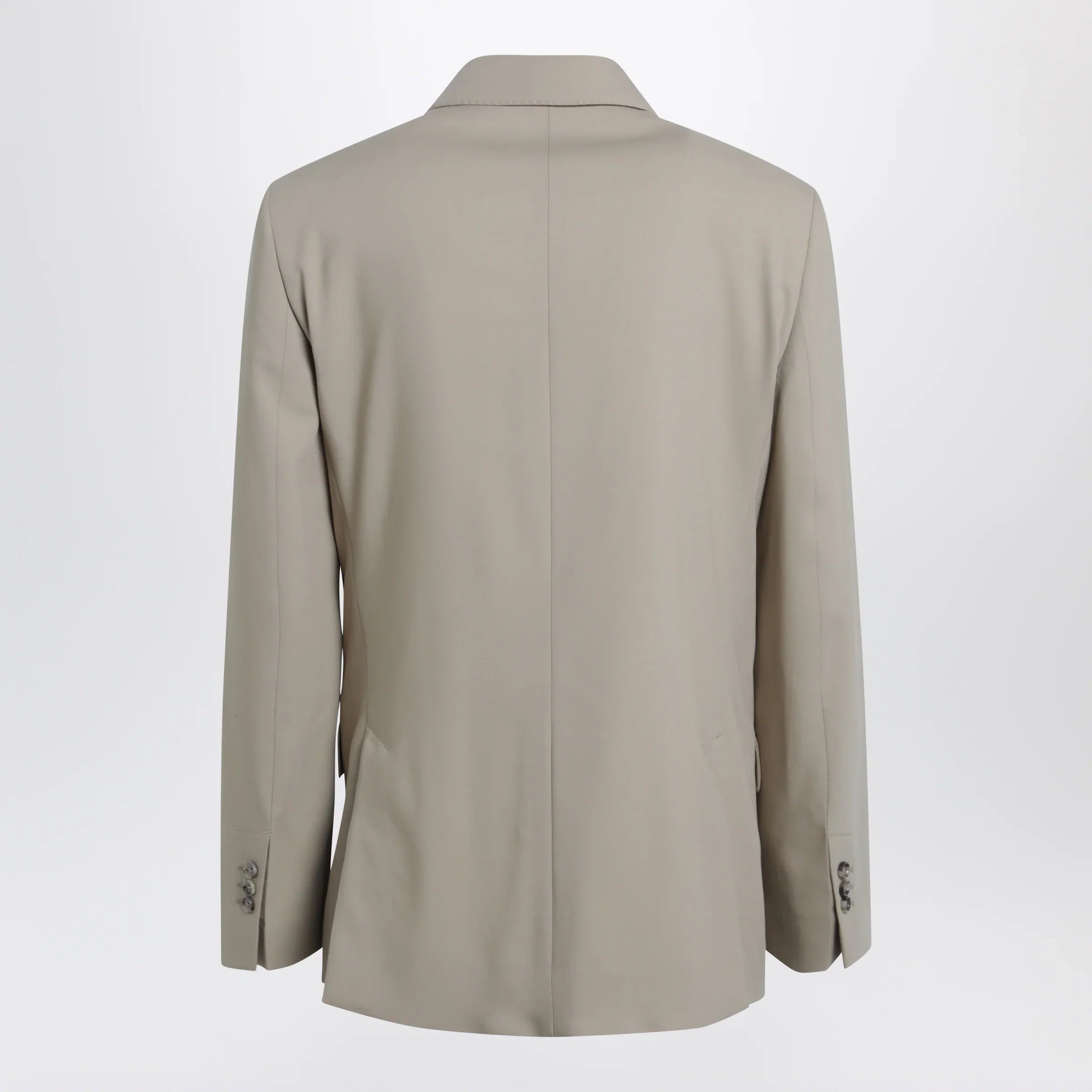 Beige Virgin Wool Gabardine Jacket for Comfortable Everyday Wear