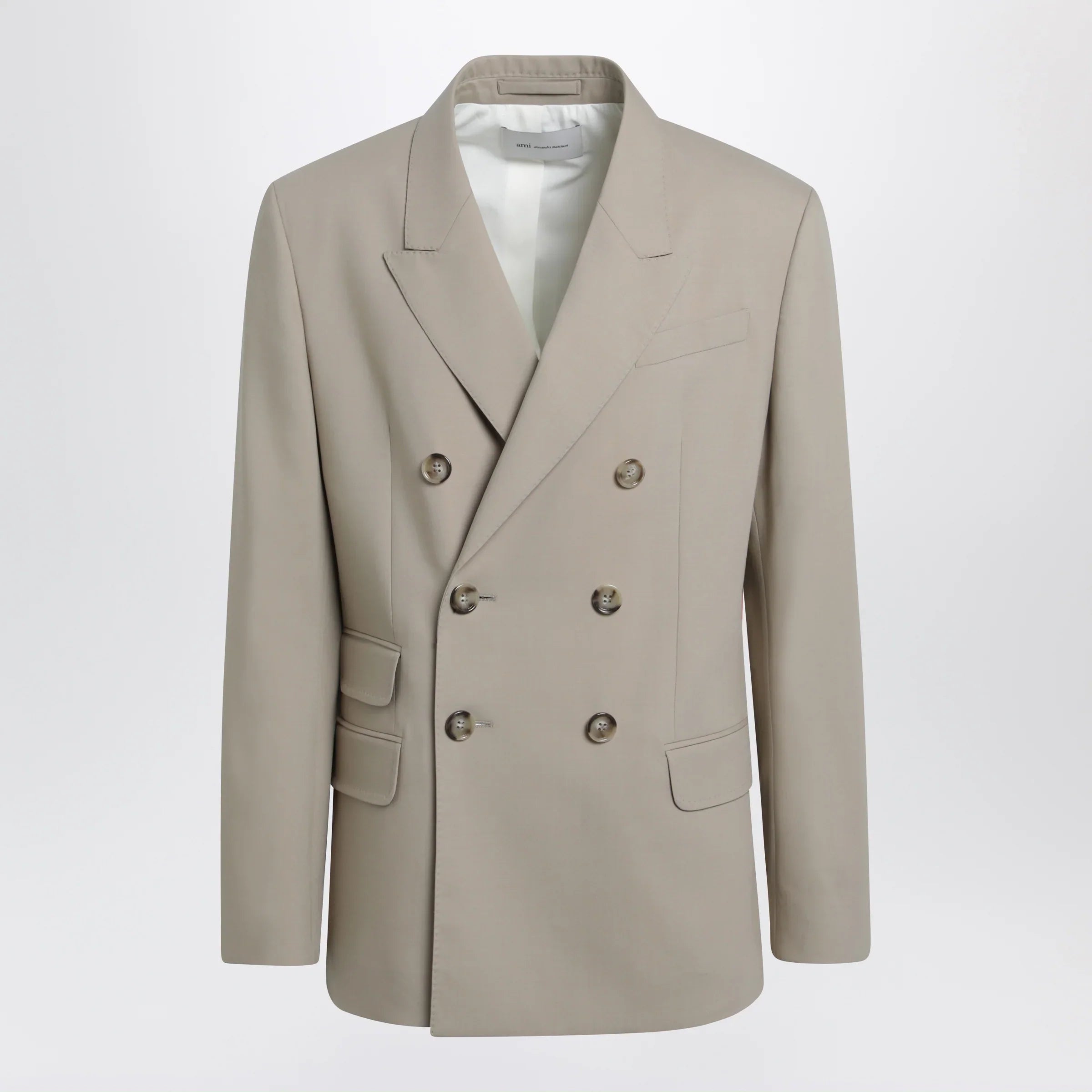 Beige Virgin Wool Gabardine Jacket for Comfortable Everyday Wear