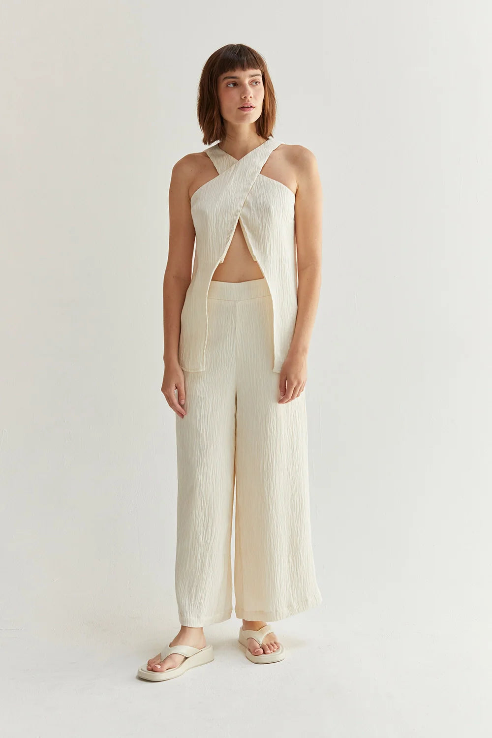Bella Halter Crossover Two-Piece Set