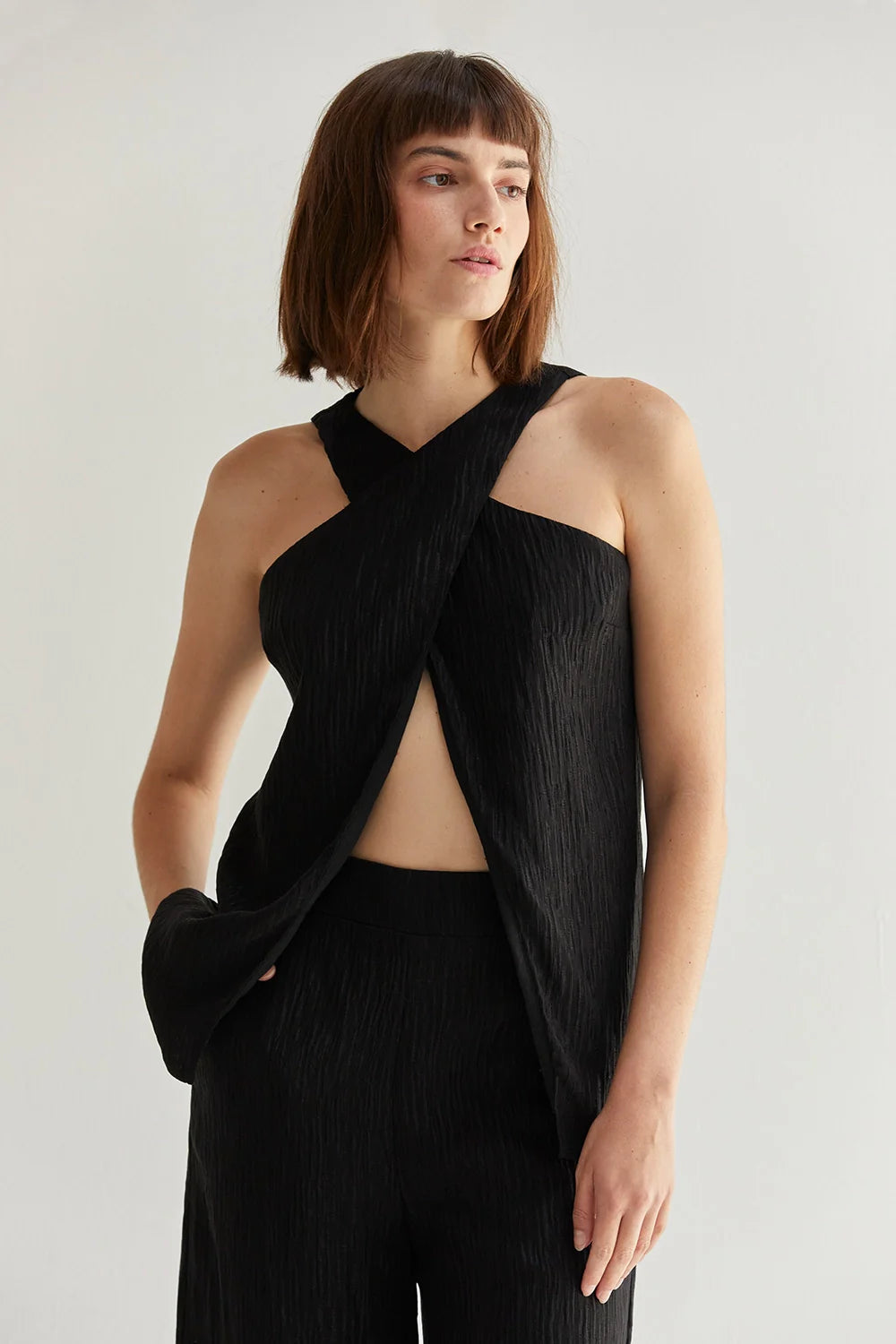 Bella Halter Crossover Two-Piece Set