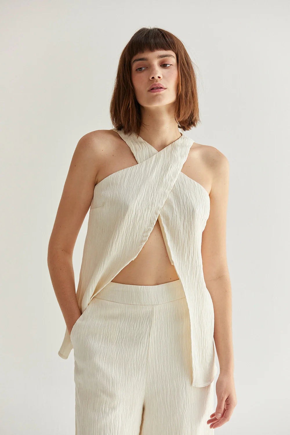 Bella Halter Crossover Two-Piece Set