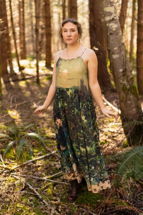Bella Notte Bohéme Bamboo Slip Dress with Moon and Rabbit Design