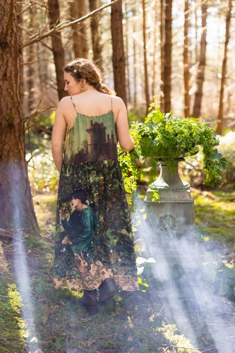 Bella Notte Bohéme Bamboo Slip Dress with Moon and Rabbit Design