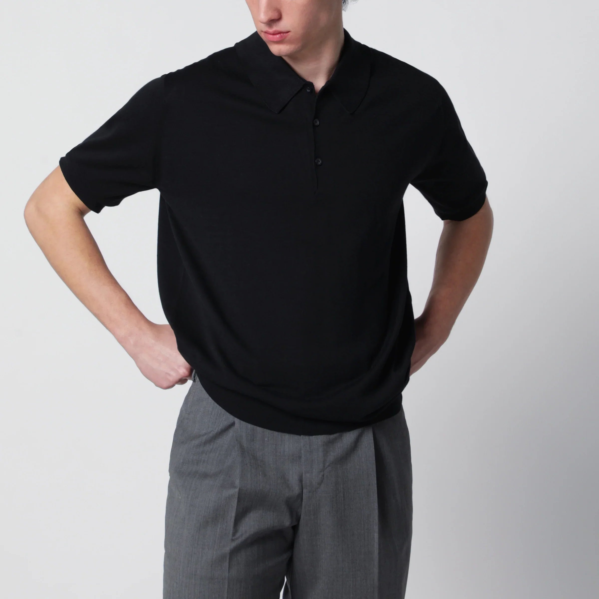 Black Cotton Polo Shirt Breathable Comfort