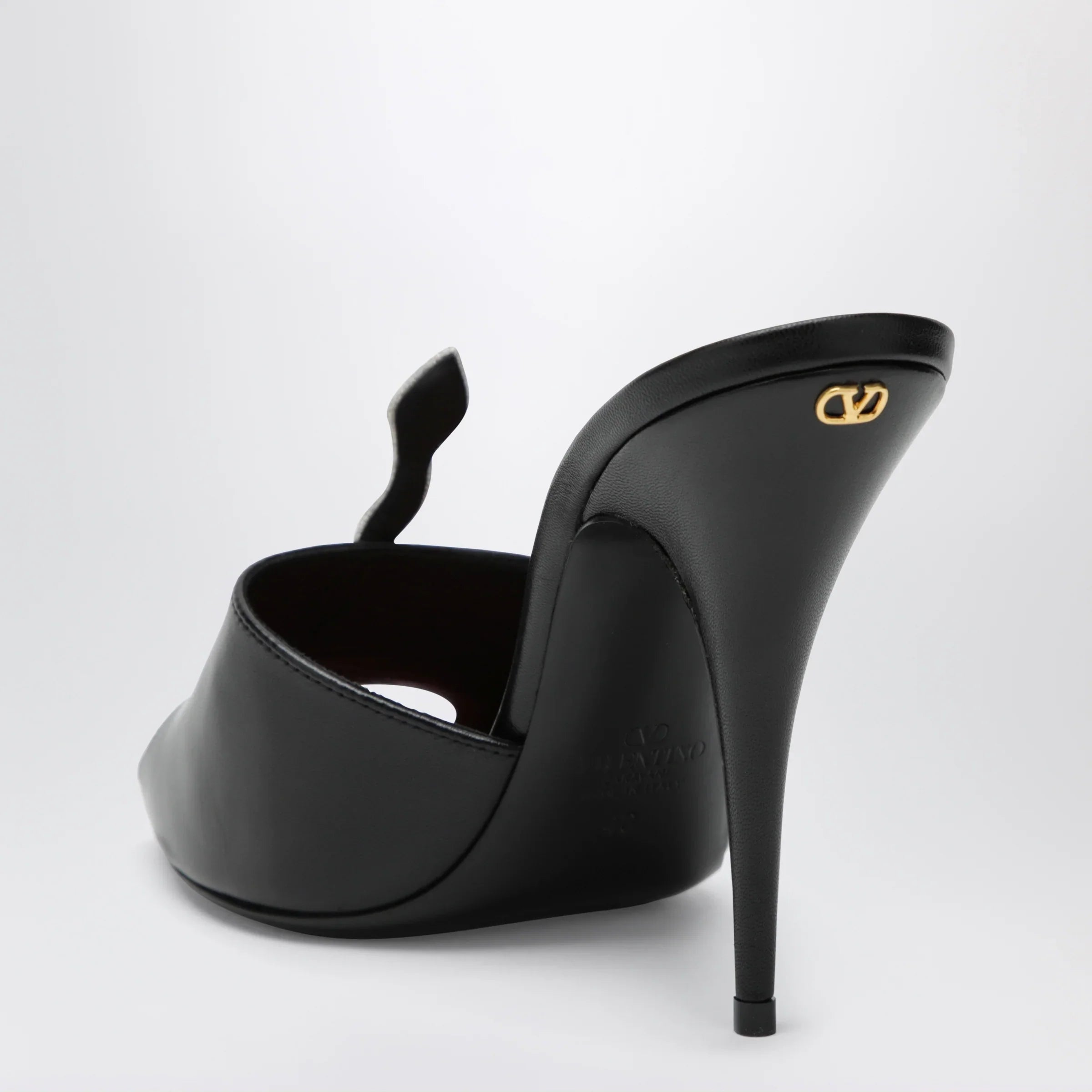 Black Goatskin Slide Sandals with Crystal Snake Detail for Summer