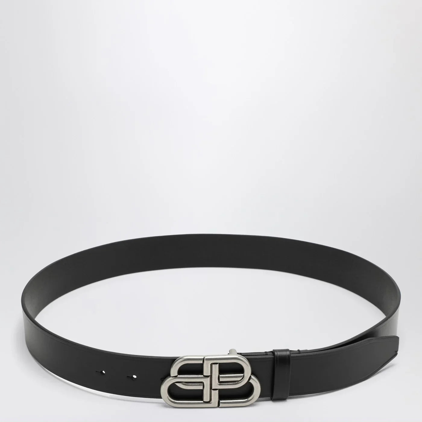 Black Leather Adjustable Logo Belt