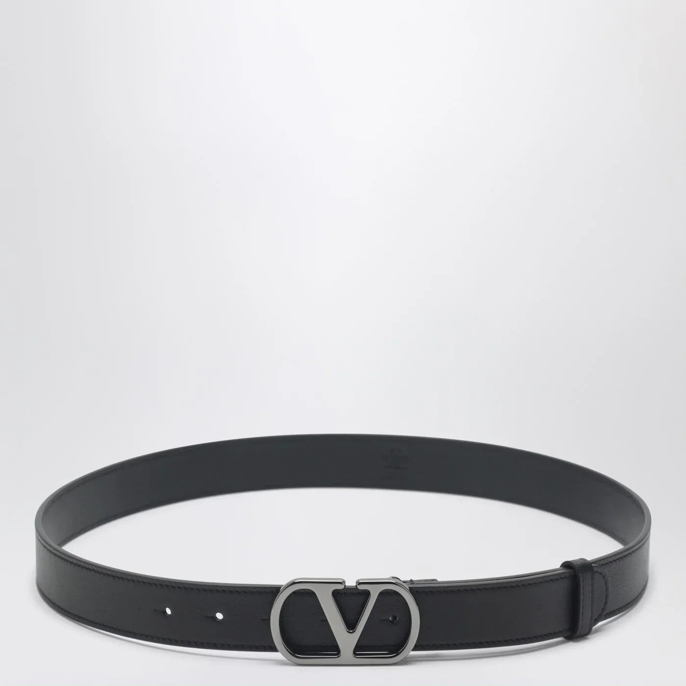 Black Leather Adjustable VLogo Belt