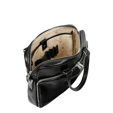 Black Leather Briefcase Laptop Bag - Orlando