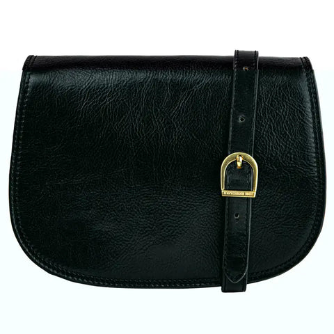 Black Leather Cross Body Bag - Moonfleet