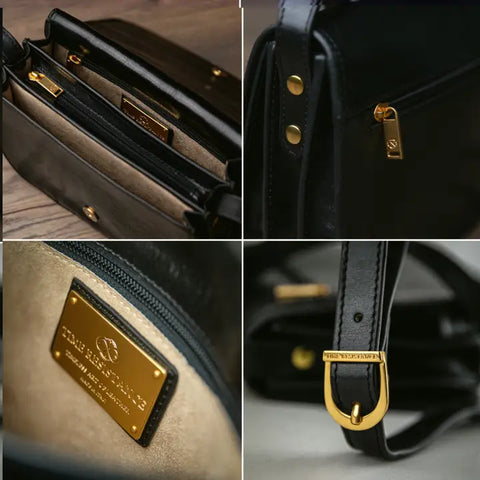 Black Leather Cross Body Bag - Moonfleet