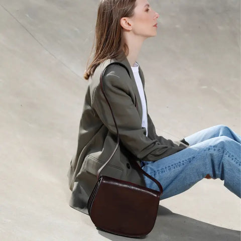 Black Leather Cross Body Bag - Moonfleet
