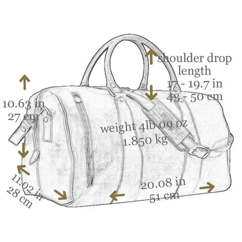 Black Leather Duffel Bag, Travel Bag - Wise Children