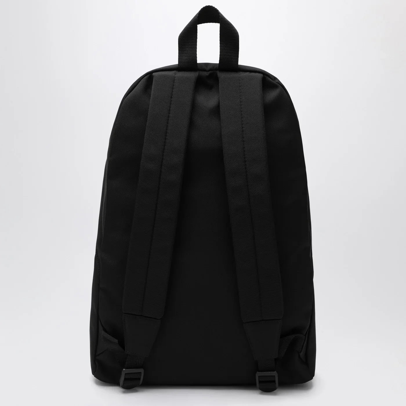 Black Nylon Travel Backpack with Logo Patch