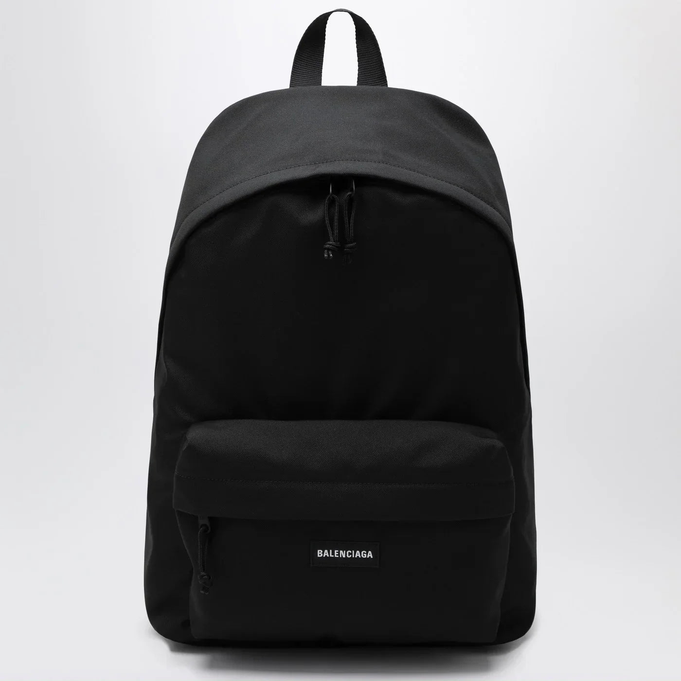 Black Nylon Travel Backpack with Logo Patch