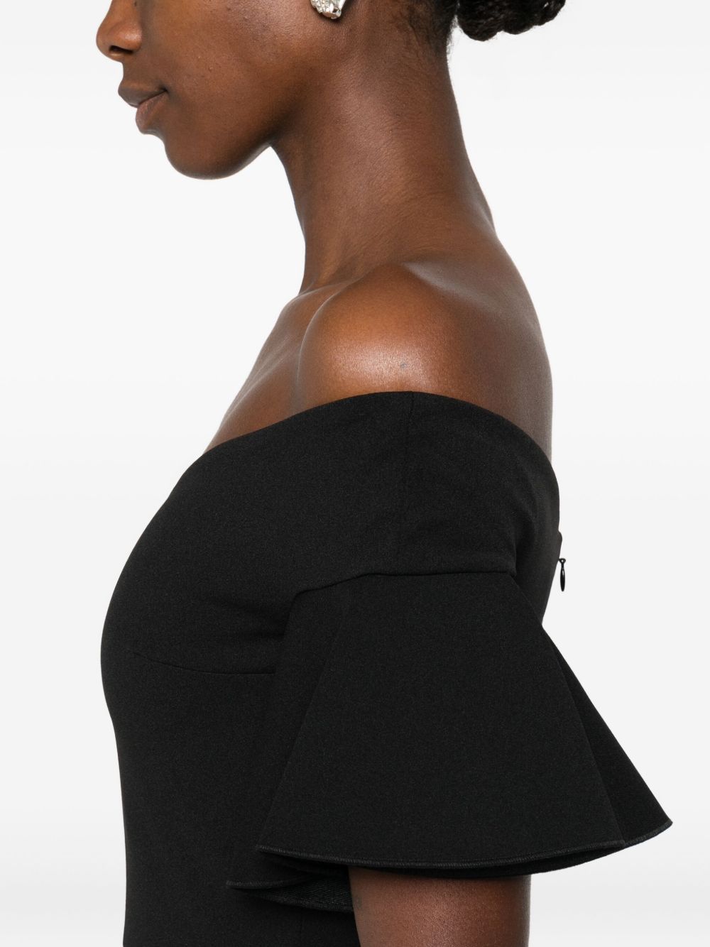 Black Off-Shoulder Maxi Dress with Concealed Zip