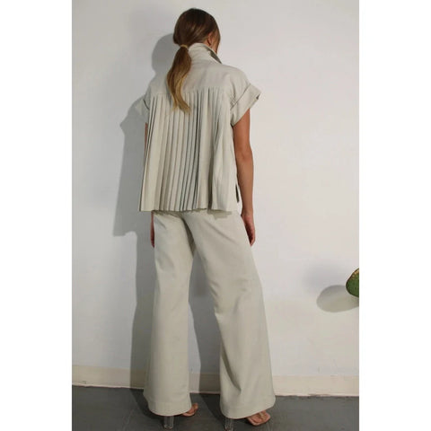 Black Pleated Jacket and Pants Set