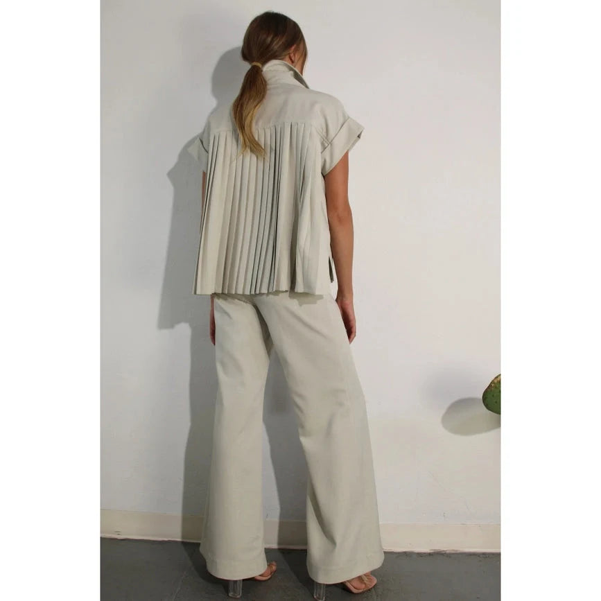 Black Pleated Jacket and Pants Set