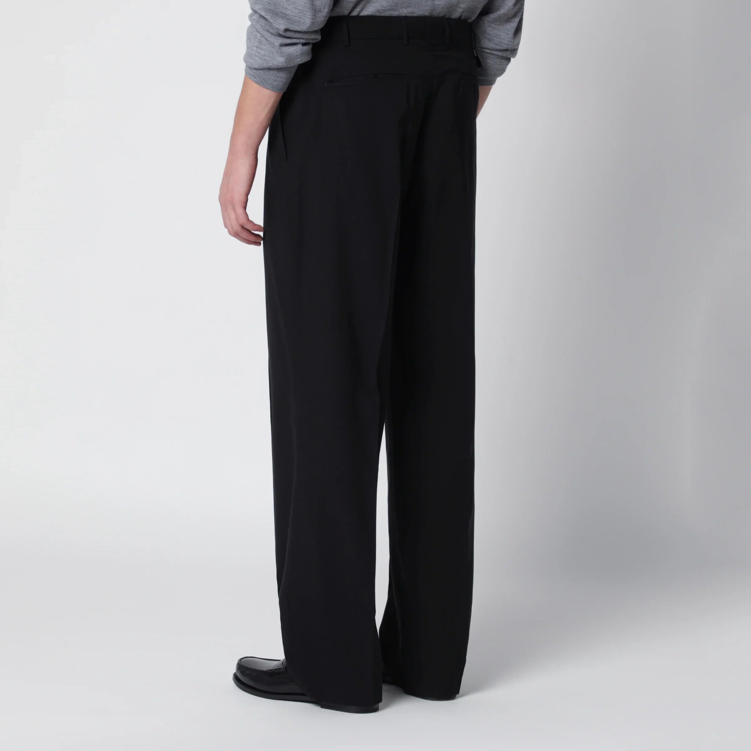 Black Virgin Wool Comfort Trousers