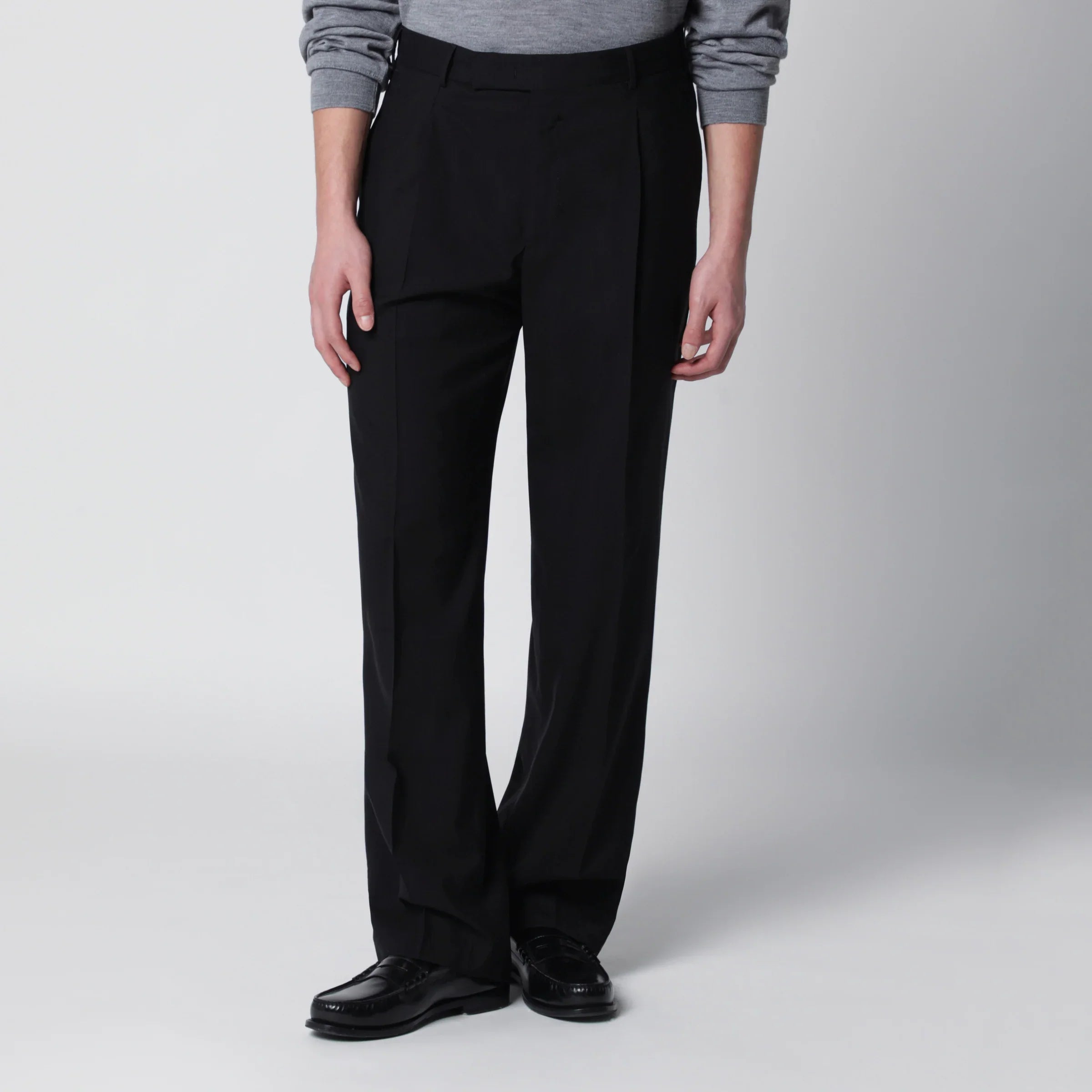 Black Virgin Wool Comfort Trousers