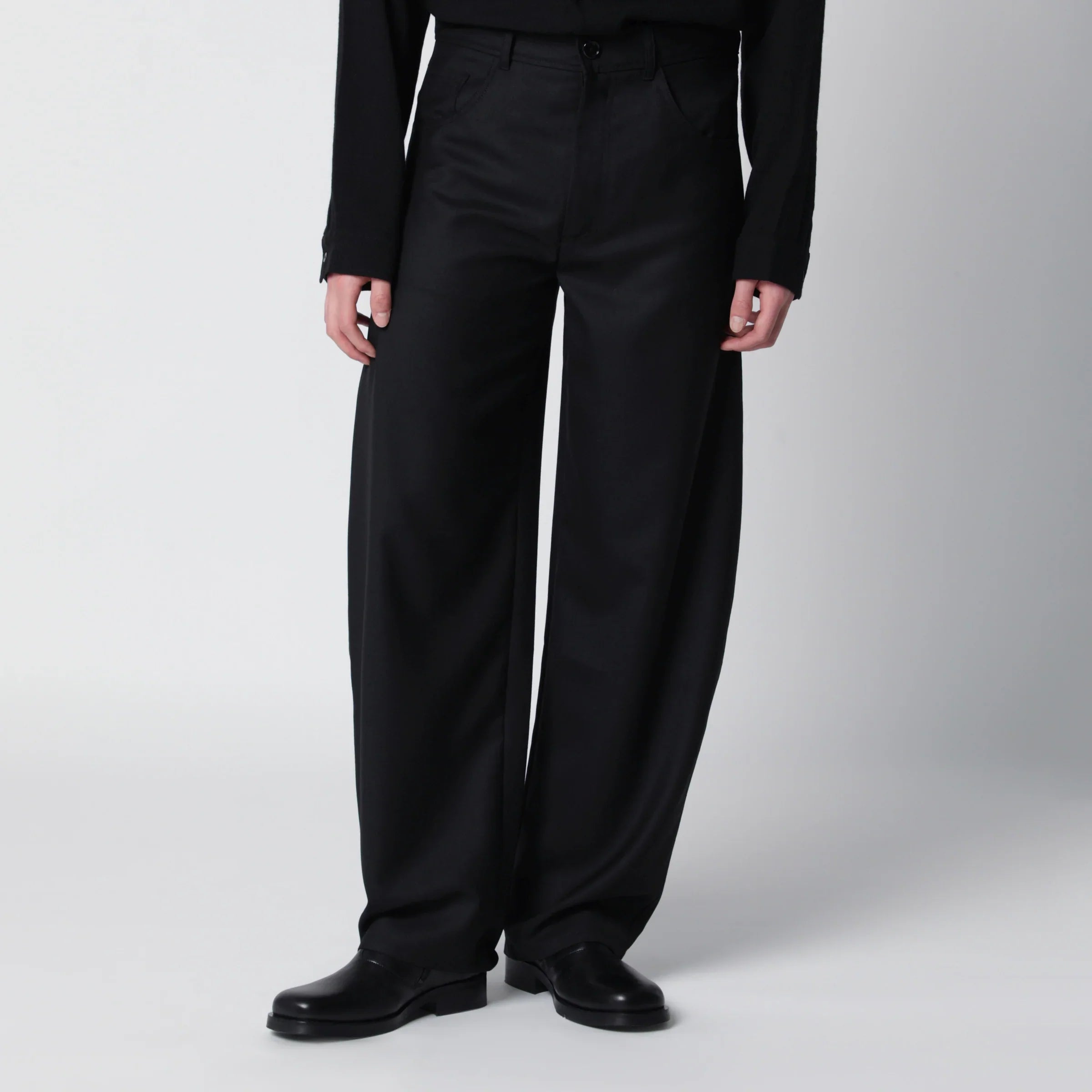Black Wool-Blend Comfort Trousers