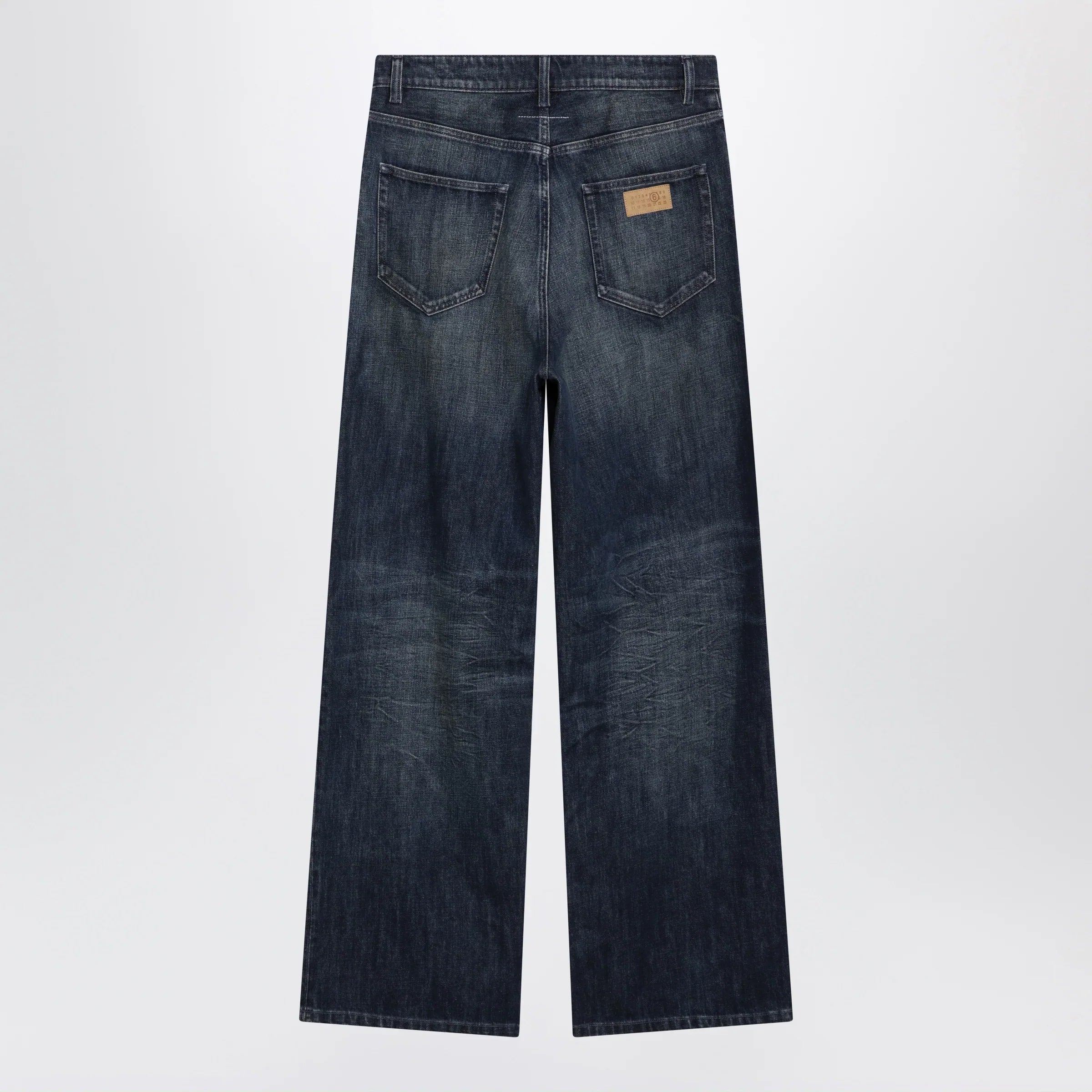 Blue Washed Cotton Denim Jeans for Comfort