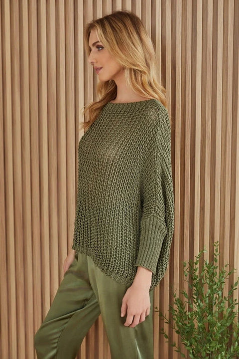 Boatneck Drop Shoulder Long Sleeve Sweater