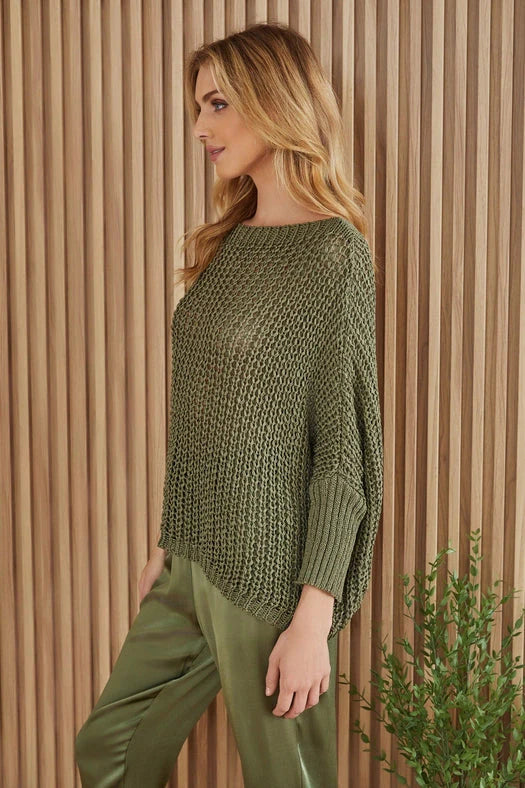 Boatneck Drop Shoulder Long Sleeve Sweater