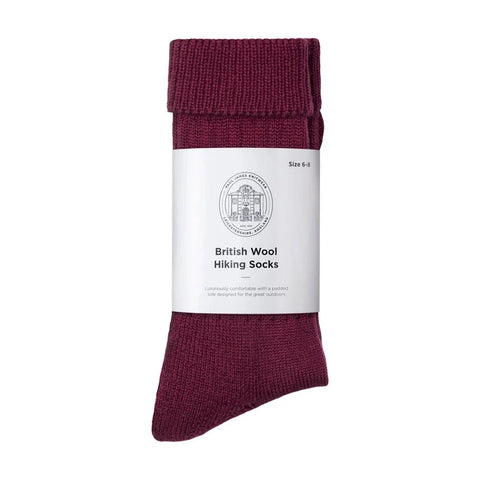 British Wool Hiking Socks Burgundy