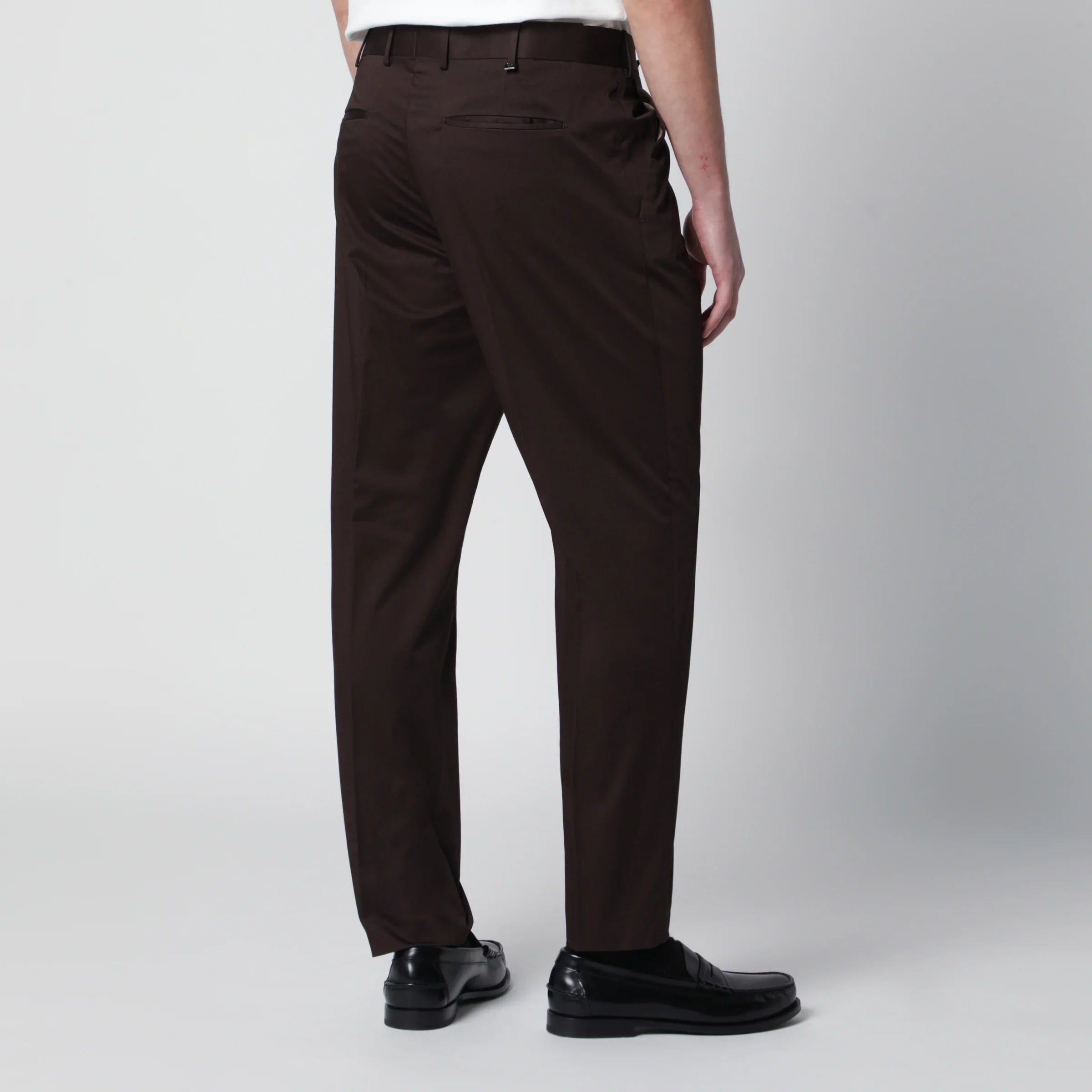 Brown Cotton-Blend Trousers for Everyday Comfort