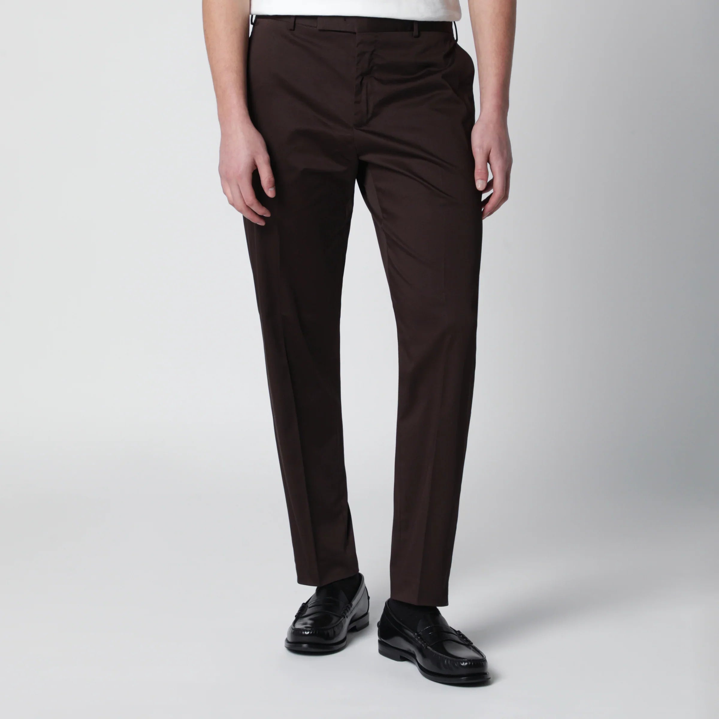 Brown Cotton-Blend Trousers for Everyday Comfort