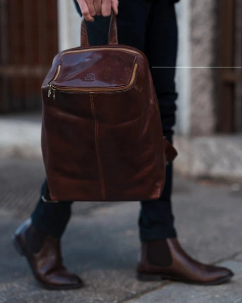 Brown Leather Backpack - A Bend in the River Brown