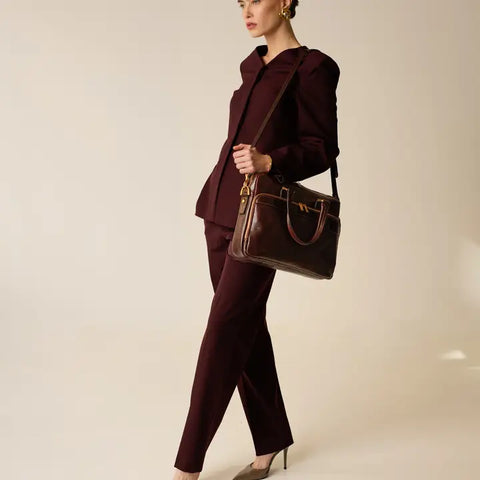 Brown Leather Briefcase Laptop Bag - Orlando