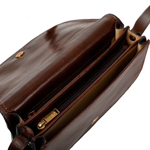 Brown Leather Cross Body Bag - Moonfleet