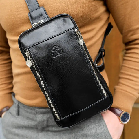 Brown Leather Sling Bag - Kim