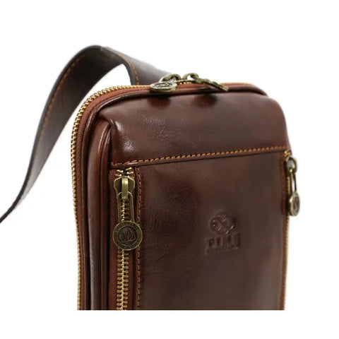 Brown Leather Sling Bag - Kim