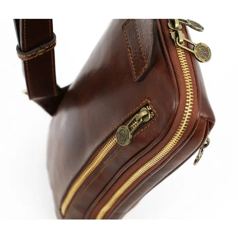 Brown Leather Sling Bag - Kim