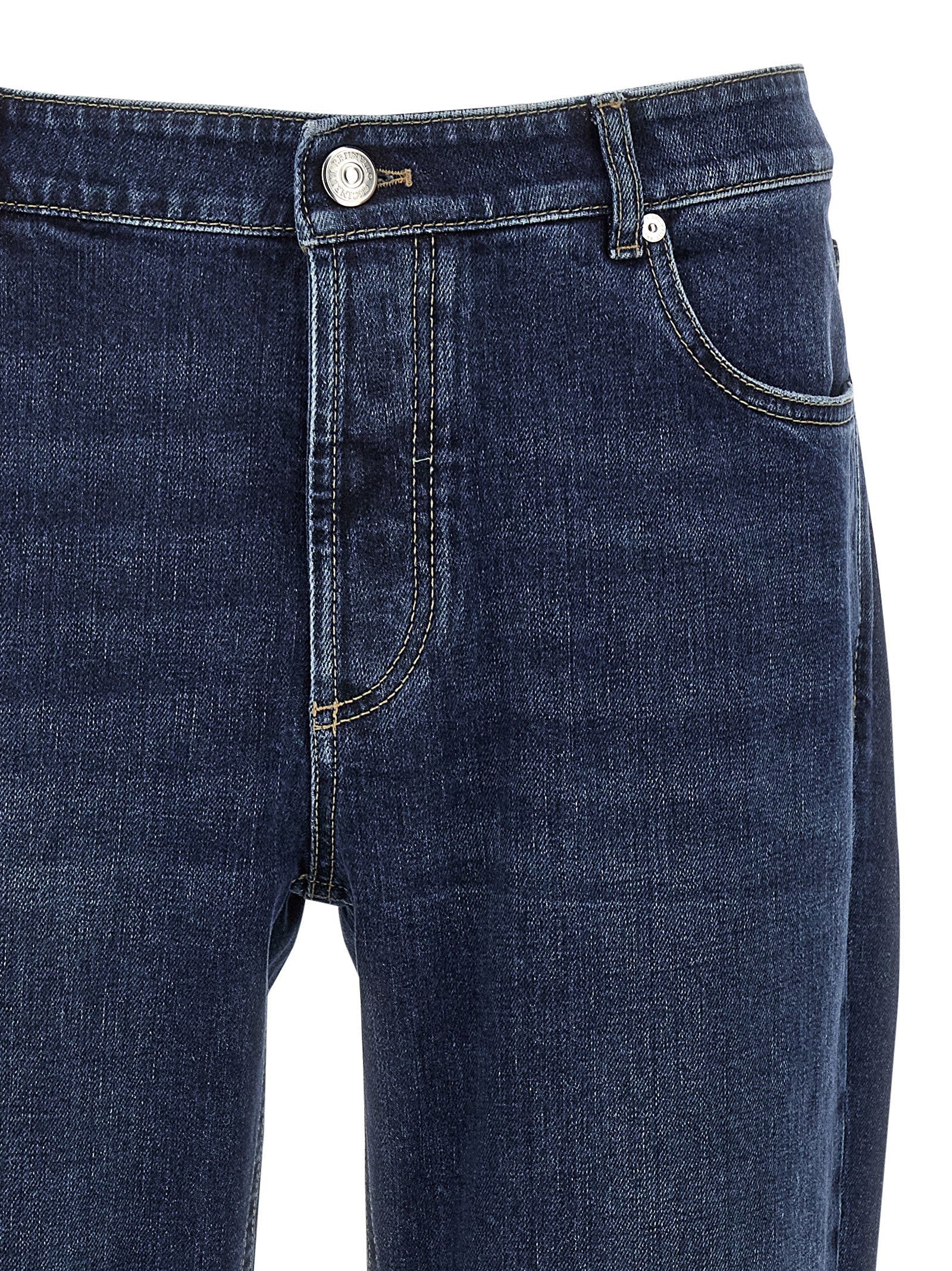Brunello Cucinelli Logo Embroidery Stretch Jeans