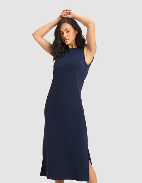 Women's Brushed Bamboo Sleeveless Midi Dress