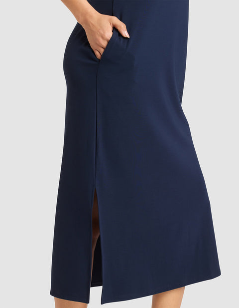 Women's Brushed Bamboo Sleeveless Midi Dress
