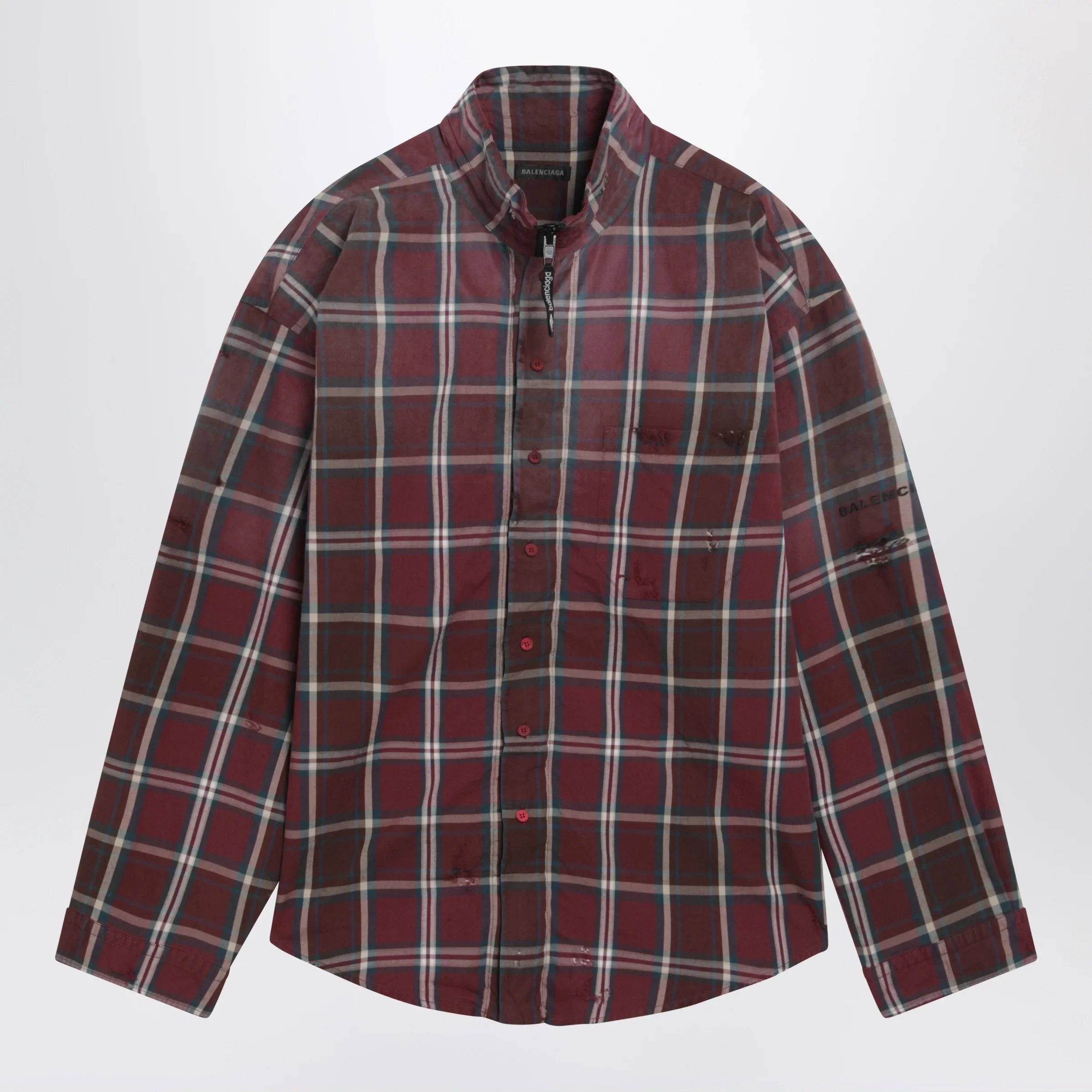 Burgundy Cotton-Blend Flannel Zip Shirt for Everyday Comfort