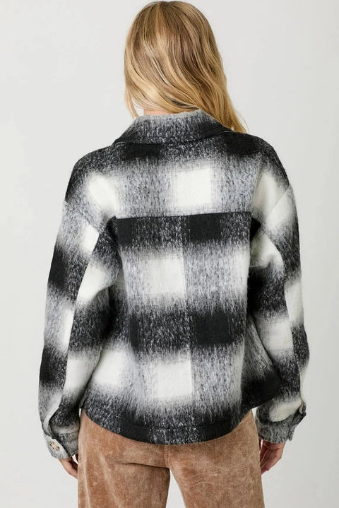 Button Down Checker Jacket - Ivory/Black
