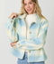 Button Down Checker Jacket - Ivory/Soft Blue