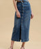 Button Down Denim Midi Skirt